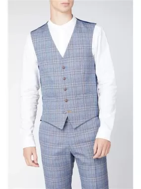 Antique Rogue Light Blue Tweed Check Waistcoat