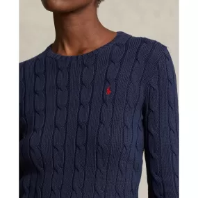 Cable-Knit Cotton Crewneck Sweater - Hunter Navy