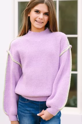 Girls: Right This Way Lavender Purple Colorblock Sweater