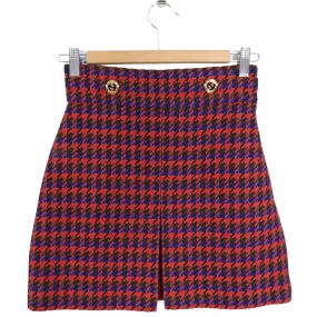 Gucci Red, Green, Blue Check Tweed Mini Skirt - XS / 25 waist