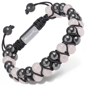 Magnetic Hematite & Rose Quartz Beaded Bracelet for Women