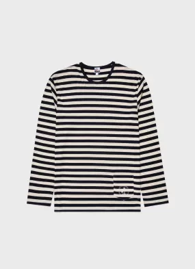 Men's Sunspel x Nigel Cabourn Long Sleeve T-shirt in Navy/Stone White