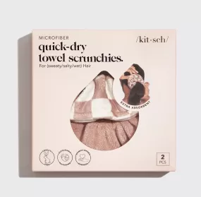 Microfiber Quick-Dry Towel Scrunchies 2pc - Terracotta Checker