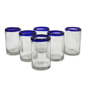 Novica Cobalt Classics Blown Glass Drinking Glasses (Set Of 6)