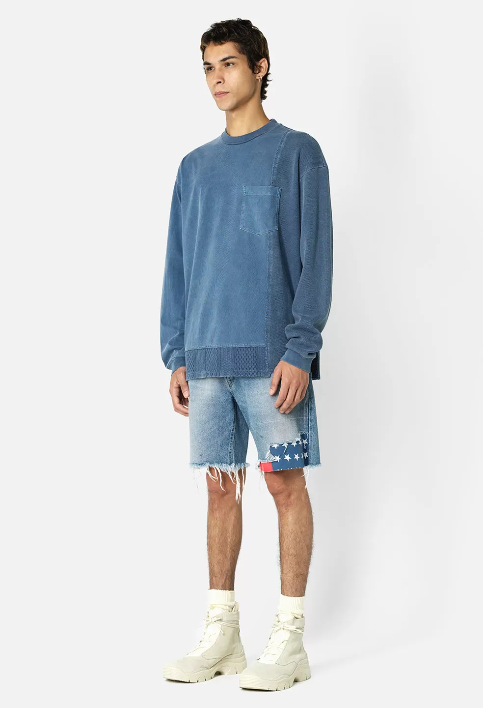 Reconstructed LS Tee / Washed Blue