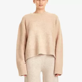 W BOXY KNIT SWEATER LATTE