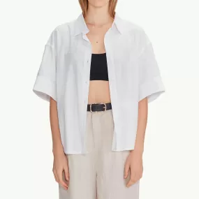 Women's Linen Boyfriend Shirt - White